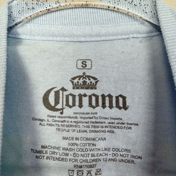 CORONA | Light Blue Corona Extra Tropical Theme Graphic Tee Unisex Size Small - Picture 6 of 7